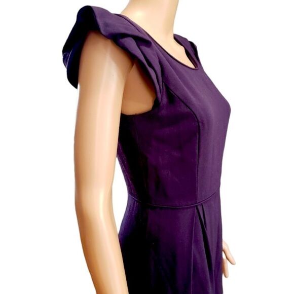J. CREW 💯% Italian Wool Purple Styled Cap Sleeves Sheath Dress SIZE 4 - Picture 6 of 15